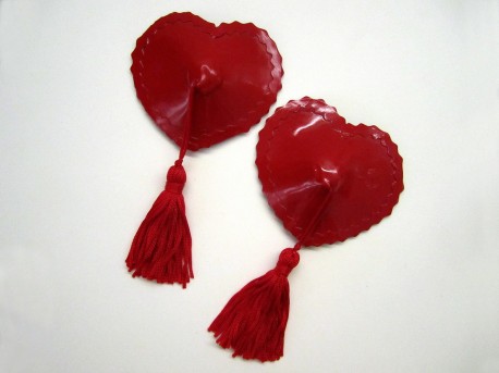 Herzförmige Latex-Pasties mit Tassels