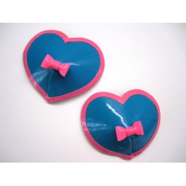 Heart Latex Pasties with Bow and Trim