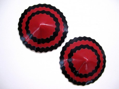 Round Latex Pasties with Double Zigzag Trims